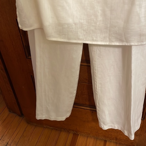 White linen top and pants for summer! JONES NY size L - Picture 2 of 5